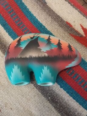 Hand-Painted/airbrushed Aztec Bear Figurine